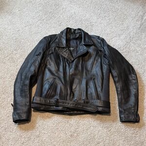 UNIK Leather‎ Apparel Womens Black Leather Motorcycle Jacket Thinsulate Size 40
